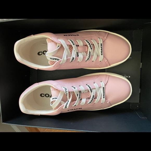 Coach Shoes | Coach Clip Leather Low Top Tennis Shoes Pink - Size 6 - Picture 6 of 12